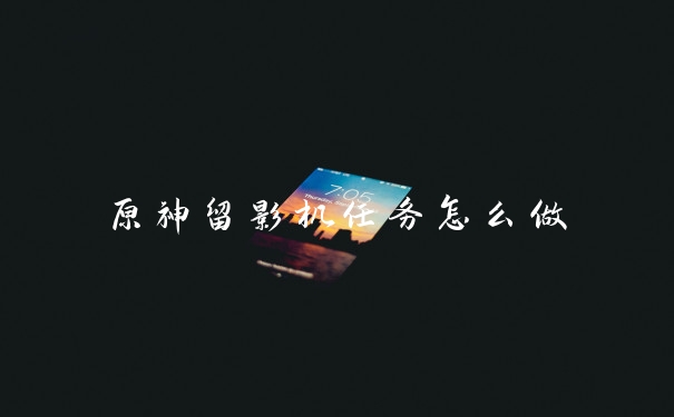 原神留影机任务怎么做