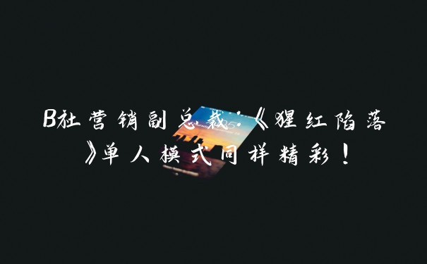 B社营销副总裁：《猩红陷落》单人模式同样精彩！