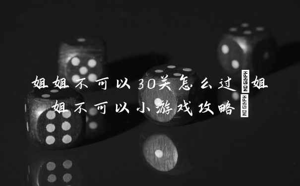 姐姐不可以30关怎么过(姐姐不可以小游戏攻略)