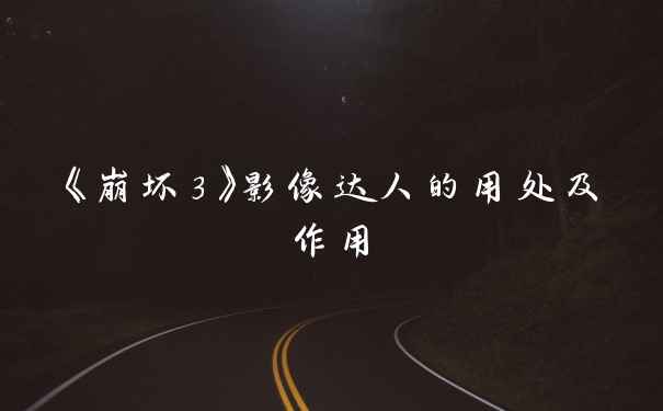 《崩坏3》影像达人的用处及作用