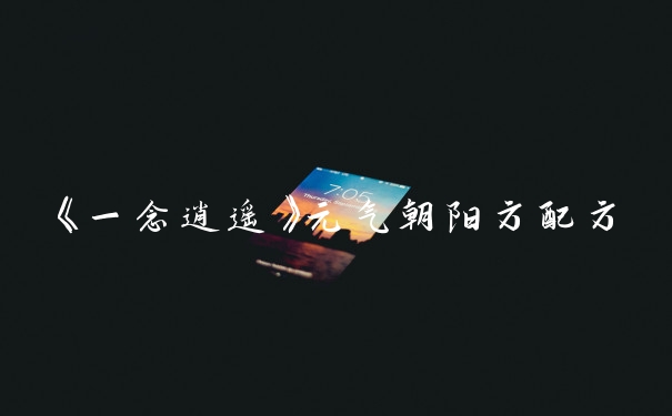《一念逍遥》元气朝阳方配方