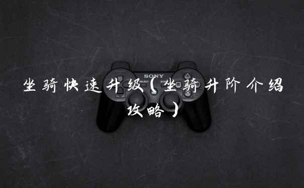 坐骑快速升级（坐骑升阶介绍攻略）