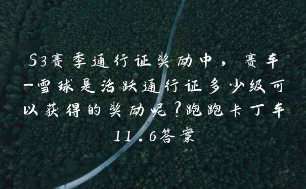 S3赛季通行证奖励中，赛车-雪球是活跃通行证多少级可以获得的奖励呢？跑跑卡丁车11.6答案