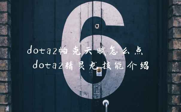 dota2帕克天赋怎么点 dota2精灵龙技能介绍