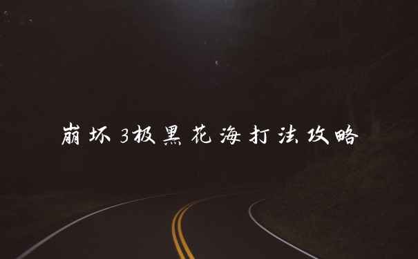 崩坏3极黑花海打法攻略