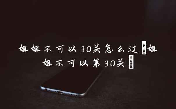 姐姐不可以30关怎么过(姐姐不可以第30关)