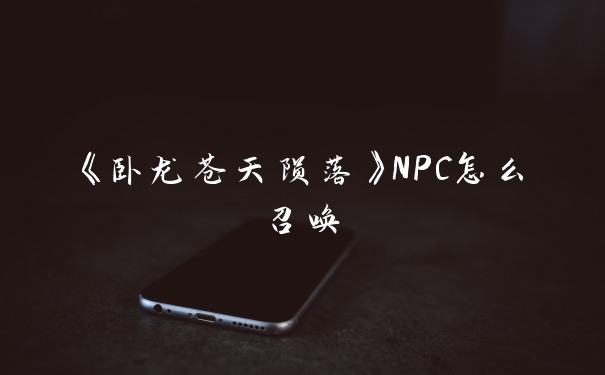 《卧龙苍天陨落》NPC怎么召唤