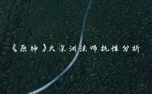 《原神》火深渊法师抗性分析