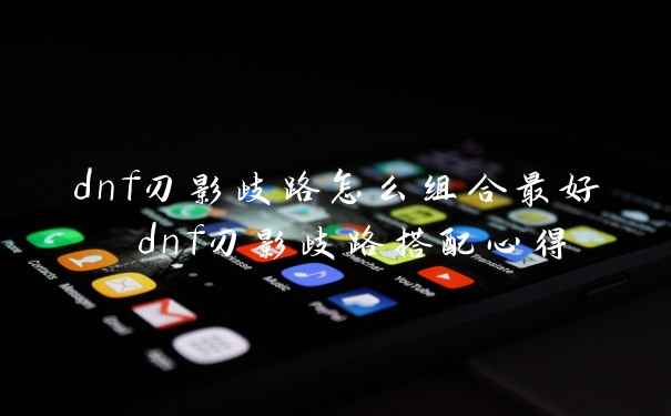 dnf刃影歧路怎么组合最好 dnf刃影歧路搭配心得
