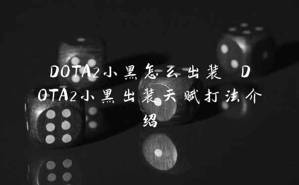 DOTA2小黑怎么出装 DOTA2小黑出装天赋打法介绍