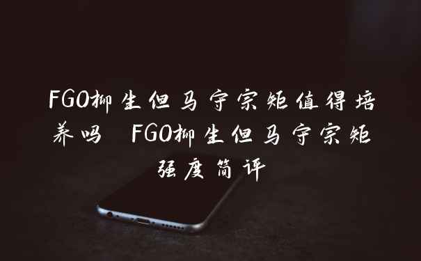 FGO柳生但马守宗矩值得培养吗 FGO柳生但马守宗矩强度简评