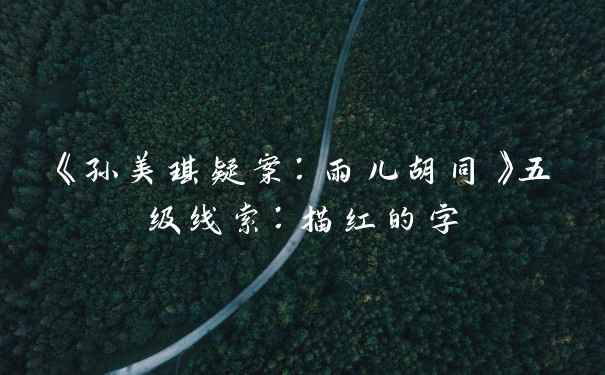 《孙美琪疑案：雨儿胡同》五级线索：描红的字