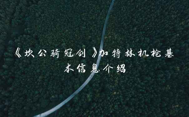 《坎公骑冠剑》加特林机枪基本信息介绍