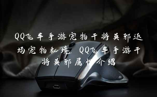 QQ飞车手游宠物干将莫邪返场宠物秘境 QQ飞车手游干将莫邪属性介绍