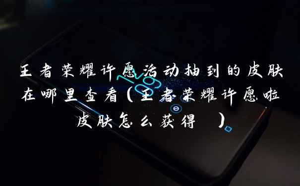 王者荣耀许愿活动抽到的皮肤在哪里查看（王者荣耀许愿啦皮肤怎么获得 ）