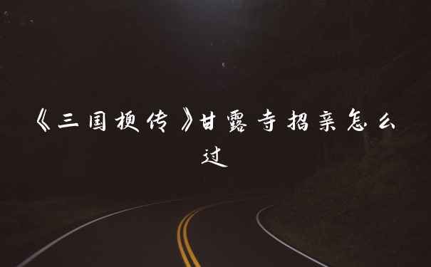 《三国梗传》甘露寺招亲怎么过