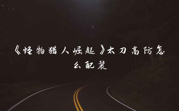 《怪物猎人崛起》太刀高防怎么配装