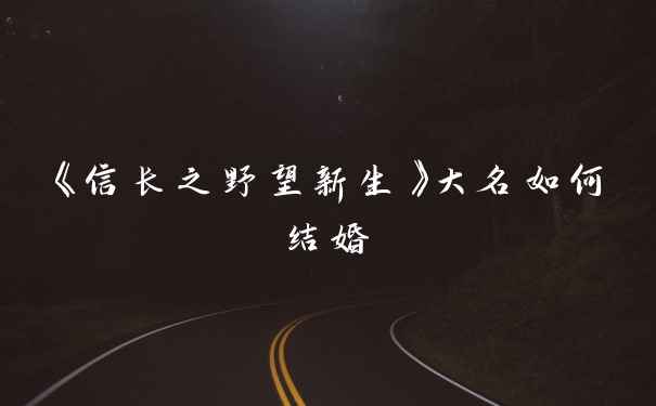 《信长之野望新生》大名如何结婚