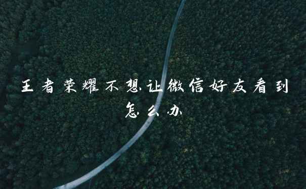 王者荣耀不想让微信好友看到怎么办