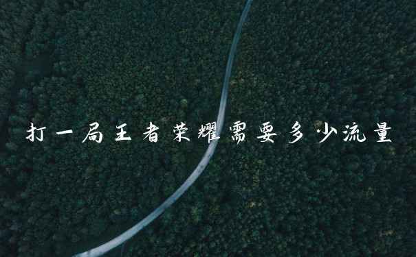 打一局王者荣耀需要多少流量