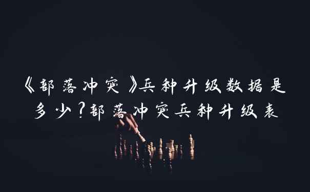 《部落冲突》兵种升级数据是多少？部落冲突兵种升级表