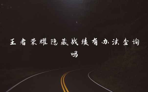 王者荣耀隐藏战绩有办法查询吗