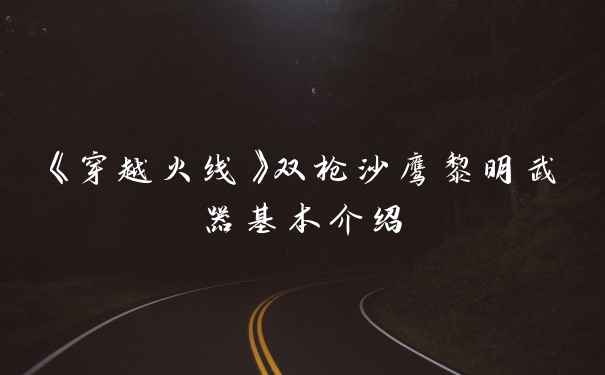 《穿越火线》双枪沙鹰黎明武器基本介绍