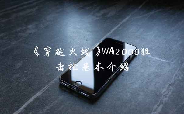 《穿越火线》WA2000狙击枪基本介绍