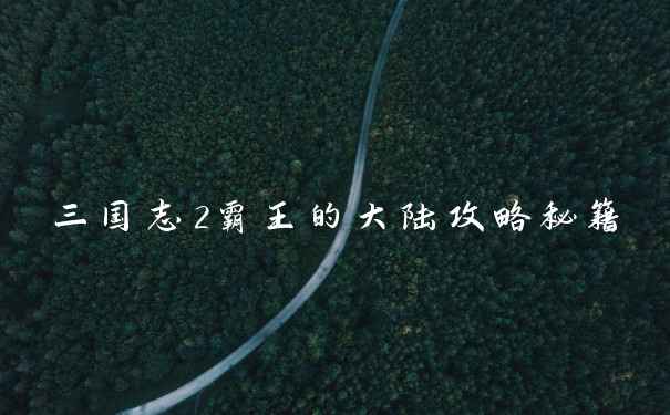 三国志2霸王的大陆攻略秘籍