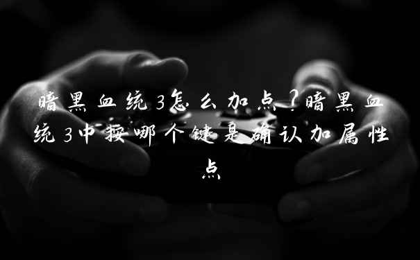 暗黑血统3怎么加点？暗黑血统3中按哪个键是确认加属性点