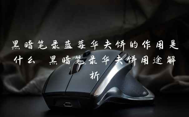 黑暗笔录蓝莓华夫饼的作用是什么 黑暗笔录华夫饼用途解析