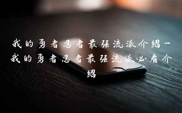 我的勇者忍者最强流派介绍-我的勇者忍者最强流派必看介绍