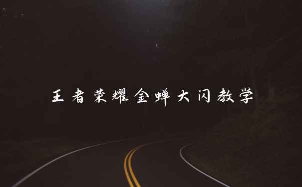 王者荣耀金蝉大闪教学