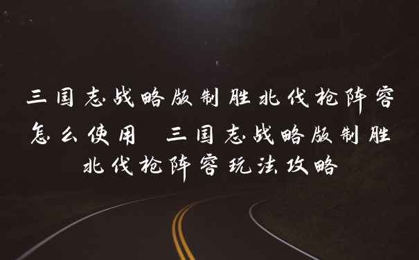三国志战略版制胜北伐枪阵容怎么使用 三国志战略版制胜北伐枪阵容玩法攻略
