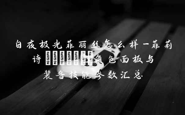 白夜极光菲丽丝怎么样-菲莉诗​​​​​​​角色面板与装备技能参数汇总