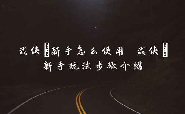 武侠乂新手怎么使用 武侠乂新手玩法步骤介绍