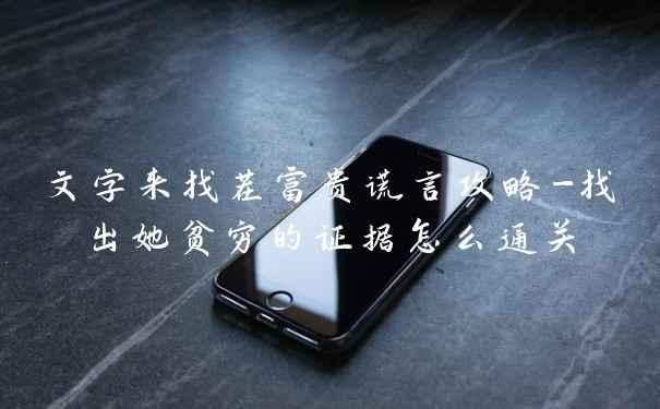 文字来找茬富贵谎言攻略-找出她贫穷的证据怎么通关
