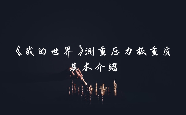 《我的世界》测重压力板重质基本介绍