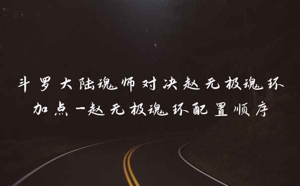 斗罗大陆魂师对决赵无极魂环加点-赵无极魂环配置顺序