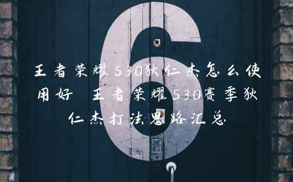 王者荣耀s30狄仁杰怎么使用好 王者荣耀s30赛季狄仁杰打法思路汇总