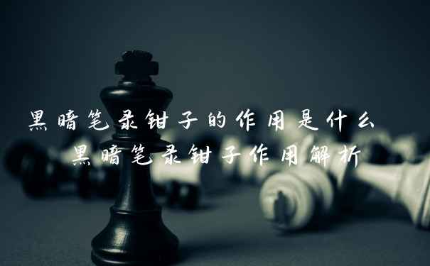 黑暗笔录钳子的作用是什么 黑暗笔录钳子作用解析