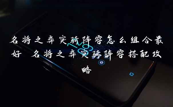 名将之弈突骑阵容怎么组合最好 名将之弈突骑阵容搭配攻略