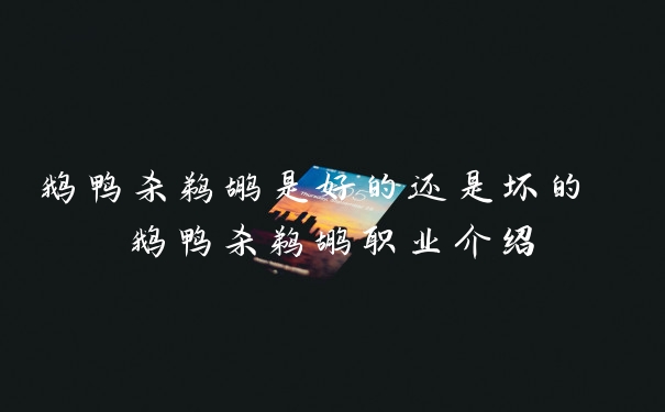 鹅鸭杀鹈鹕是好的还是坏的 鹅鸭杀鹈鹕职业介绍