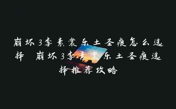 崩坏3李素裳乐土圣痕怎么选择 崩坏3李素裳乐土圣痕选择推荐攻略