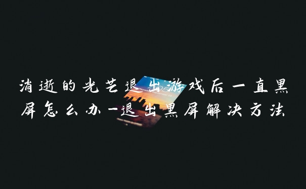 消逝的光芒退出游戏后一直黑屏怎么办-退出黑屏解决方法