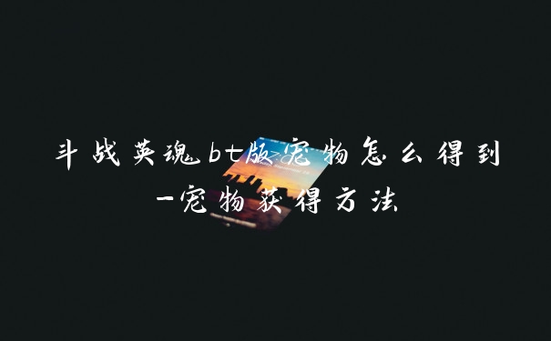 斗战英魂bt版宠物怎么得到-宠物获得方法