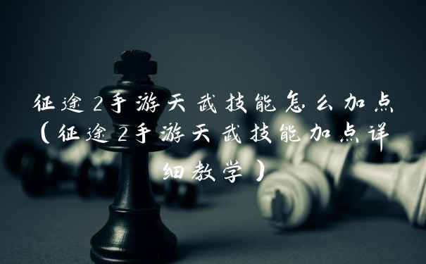 征途2手游天武技能怎么加点（征途2手游天武技能加点详细教学）