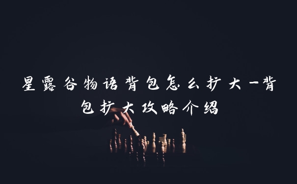 星露谷物语背包怎么扩大-背包扩大攻略介绍