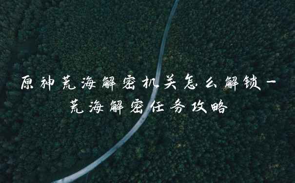 原神荒海解密机关怎么解锁-荒海解密任务攻略