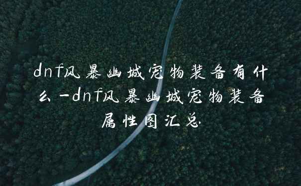 dnf风暴幽城宠物装备有什么-dnf风暴幽城宠物装备属性图汇总